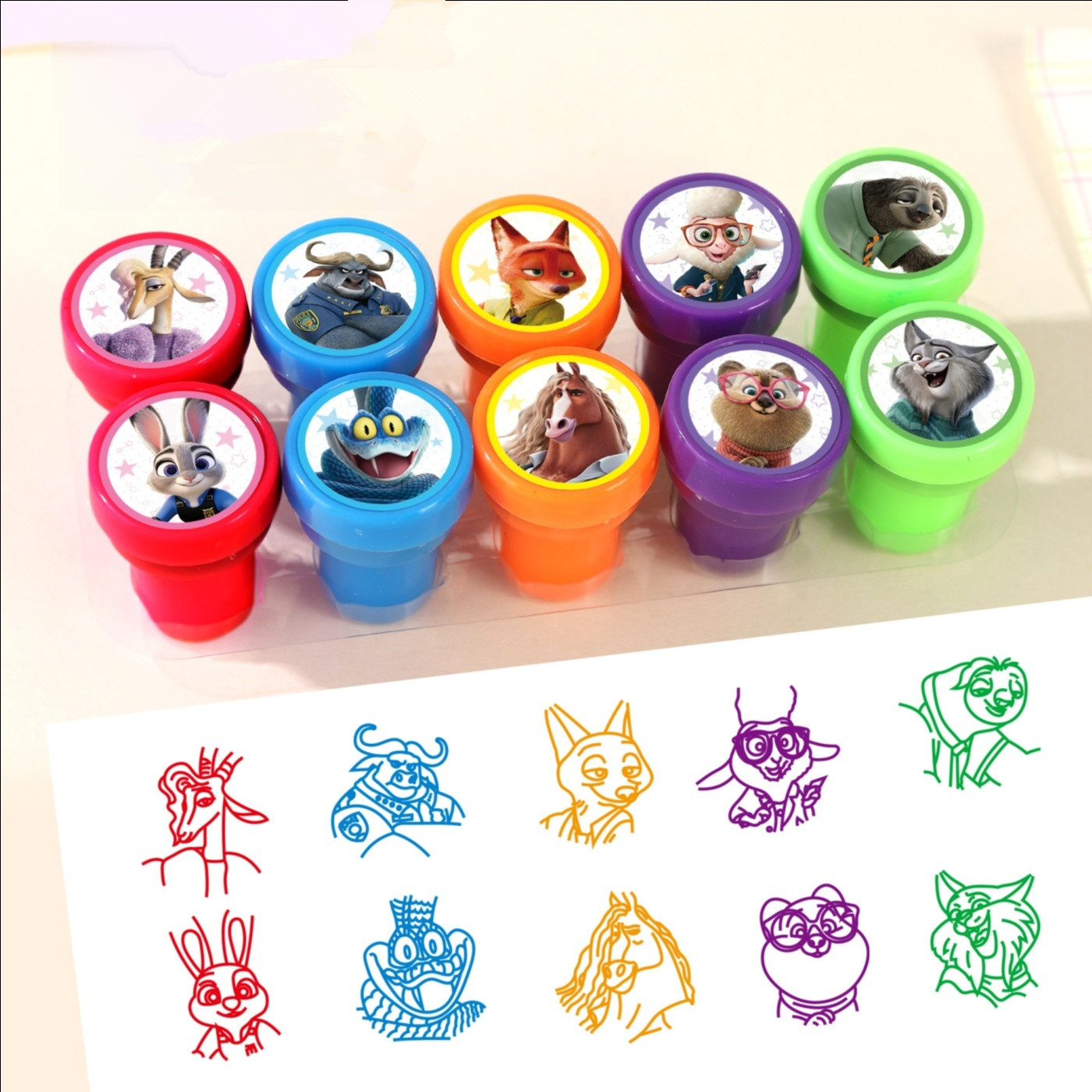Zootopia Party Games - 10Pcs Zootopia Kids Stamp Cartoon Stamp