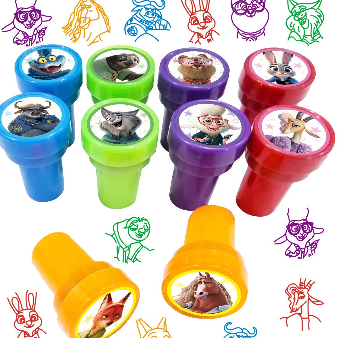 10Pcs Zootopia Kids Stamp Cart - Zootopia Party Games ulasan dan harga