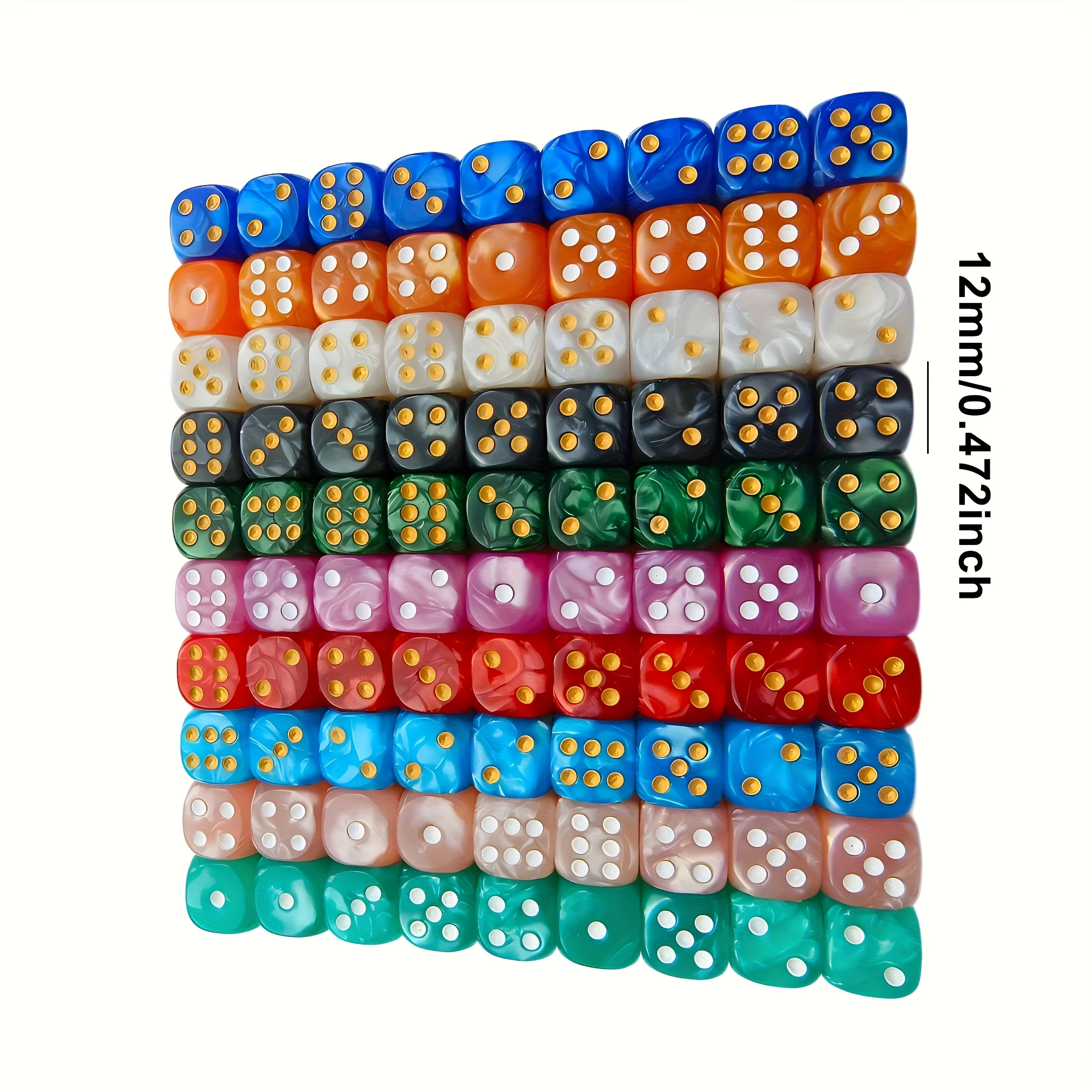 10Pcs 12mm Pearl Swirl D6 Dice - Party Games Board Game ulasan dan harga