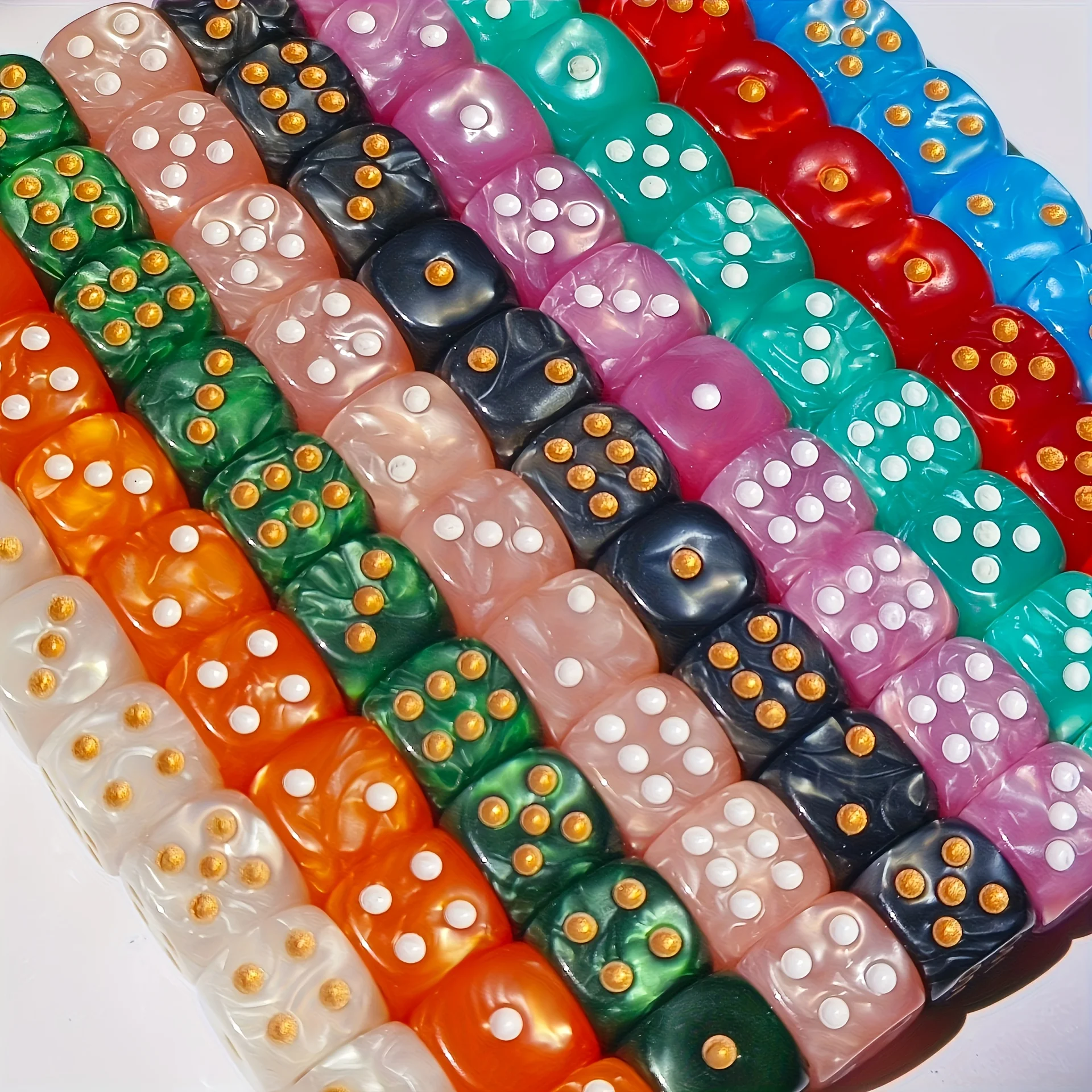 10Pcs 12mm Pearl Swirl D6 Dice - Party Games Board Game ulasan dan harga