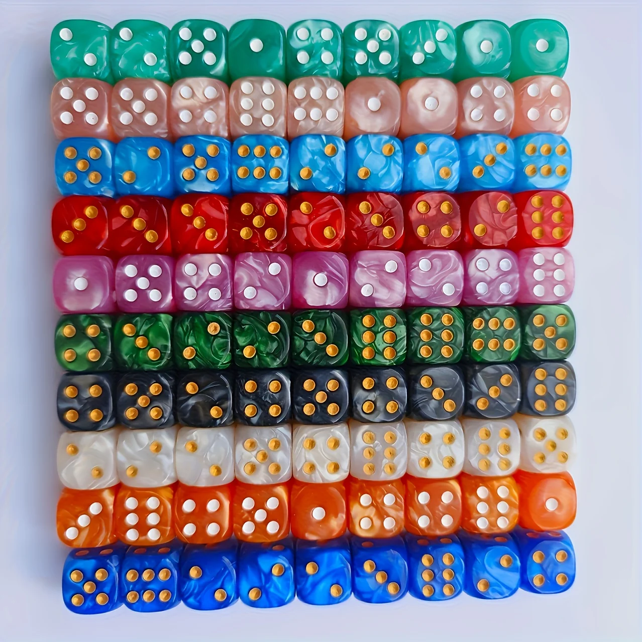 10Pcs 12mm Pearl Swirl D6 Dice - Party Games Board Game ulasan dan harga