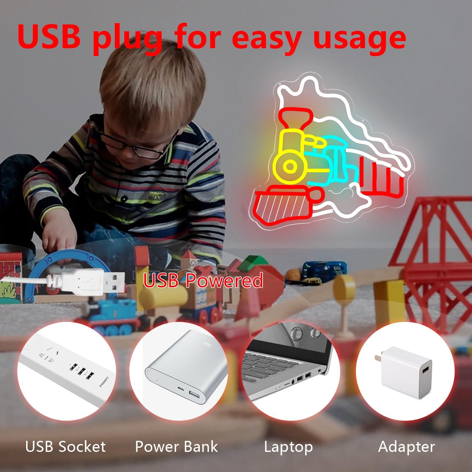 Steam Train Neon Sign USB Dimm - Party Games Steam Free ulasan dan harga